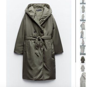 ZARA KHAKI WATER AND WIND PROTECTION PUFFER COAT